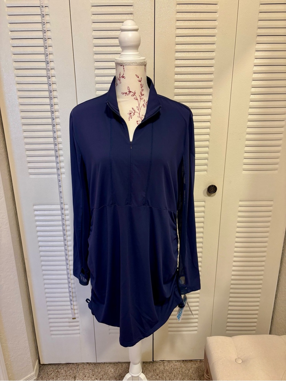 Navy Long-Sleeve Quarter-Zip Women’s Top